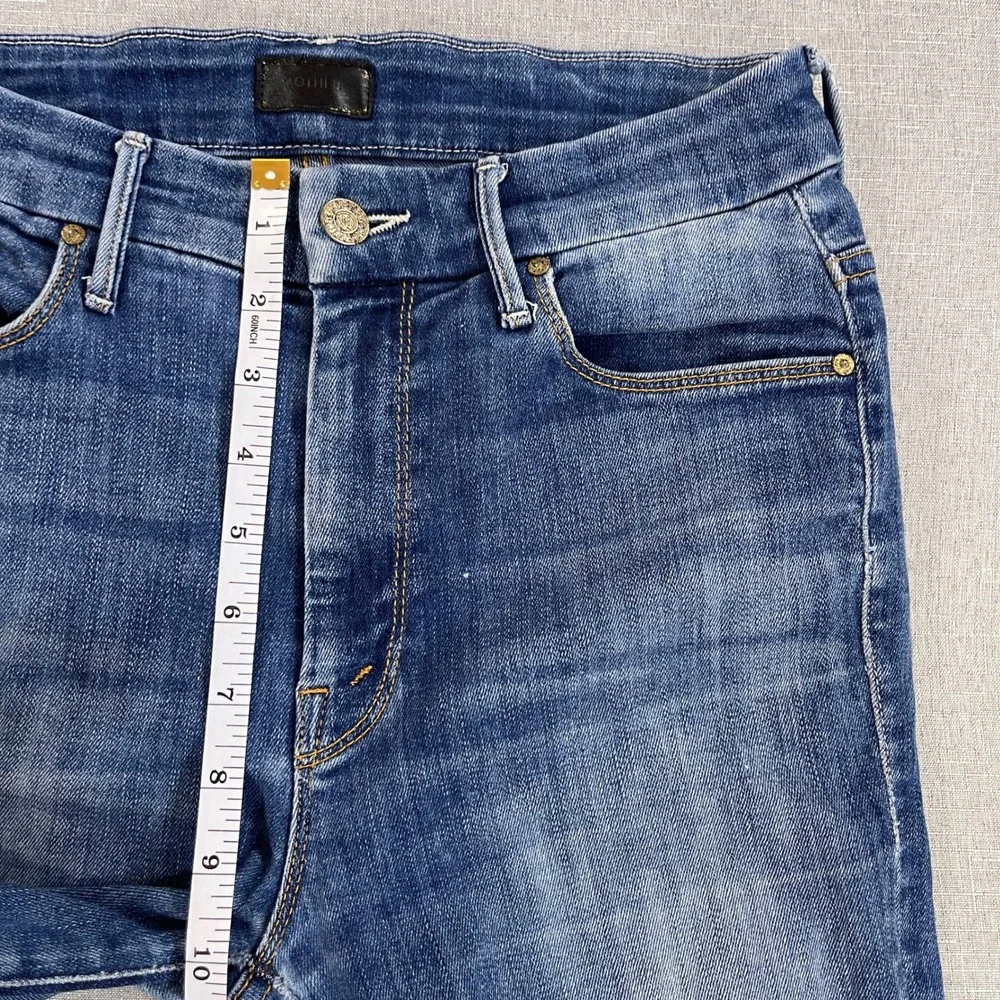 MOTHER High Waisted Looker Ankle Fray Skinny Jeans Womens‎ 26 Blue Denim